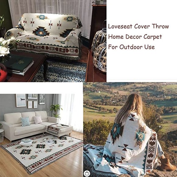 Boho Aztec Southwest Couch Throw Blanket Hippie - Picture 6 of 8